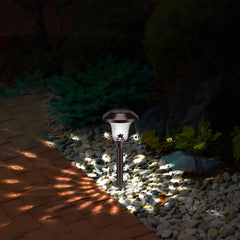 Lampioncino solare LED da giardino con vetro decorativo effetto giochi di luce e picchetto