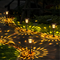 Lampioncino solare LED da giardino con vetro decorativo effetto giochi di luce e picchetto