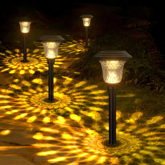 Lampioncino solare LED da giardino con vetro decorativo effetto giochi di luce e picchetto