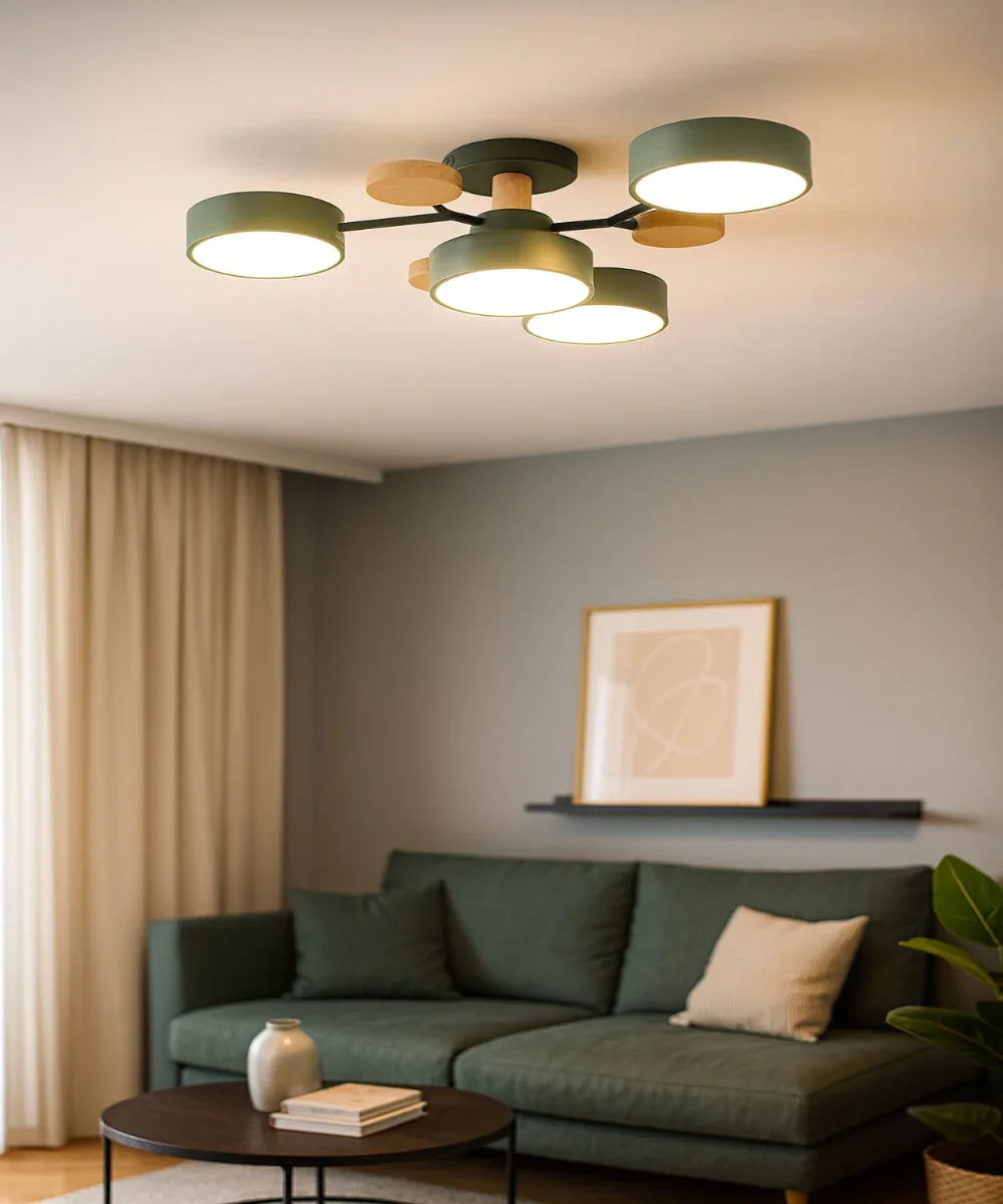 plafoniera da soffitto nordica 4 luci verde