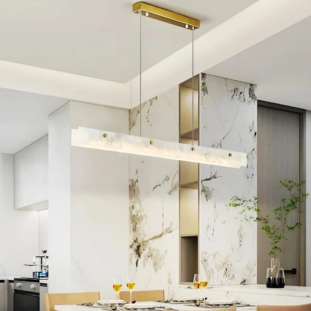 Lampadario in marmo lineare moderno LED dimmerabile per sala da pranzo