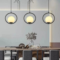 Lampadario con sfere in vetro LED design moderno altezza regolabile per sala pranzo