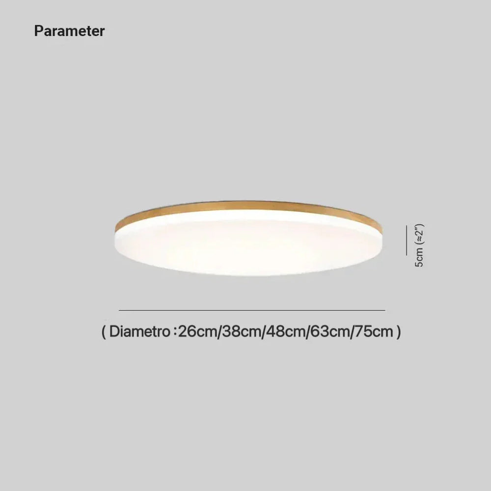Plafoniera LED rotonda sottile dimmerabile in legno in stile nordico per camera da letto