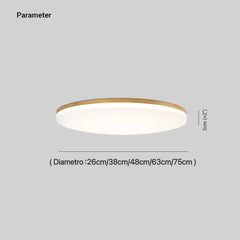 Plafoniera LED rotonda sottile dimmerabile in legno in stile nordico per camera da letto