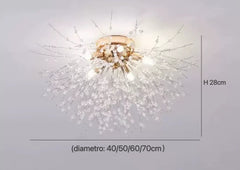 Plafoniera in cristallo LED dal design moderno a fuochi per soggiorno