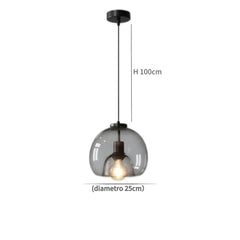 Lampadario a sospensione a sfera in vetro dal design moderno LED per sala da pranzo