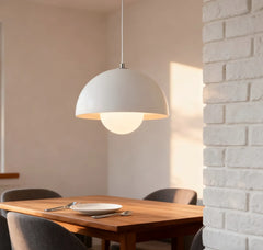 Lampadario a cupola in metallo a doppio guscio stile scandinavo per sala da pranzo