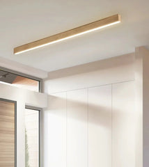 Plafoniera lunga LED in legno per corridoio nordica
