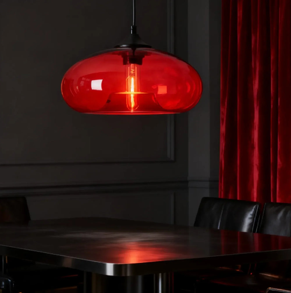 Lampadario in vetro colorato vintage a sospensione per sala da pranzo