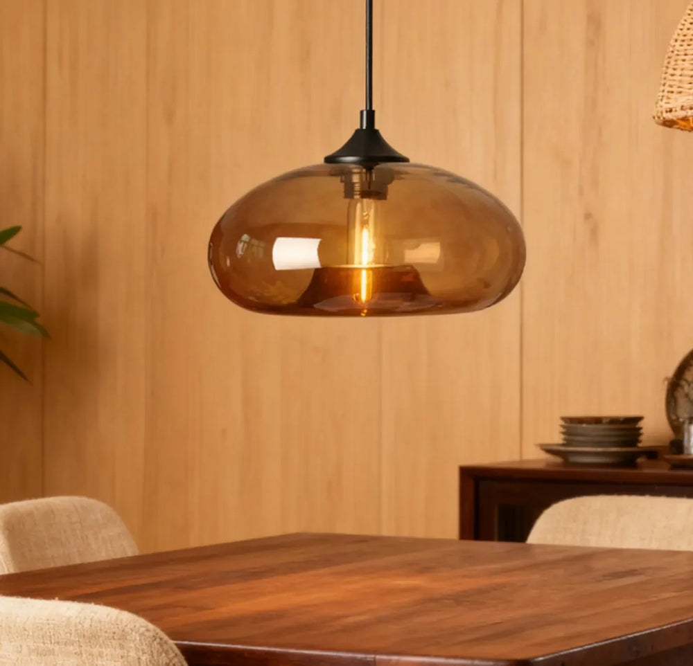 Lampadario in vetro colorato vintage a sospensione per sala da pranzo