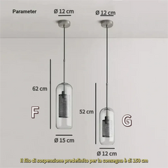 Lampadario a sospensione moderno in vetro trasparente per sala da pranzo