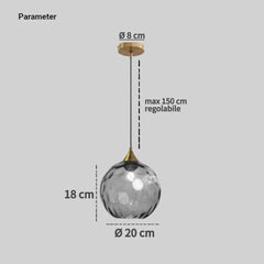 Lampadario in vetro soffiato moderno a sfera per sala da pranzo