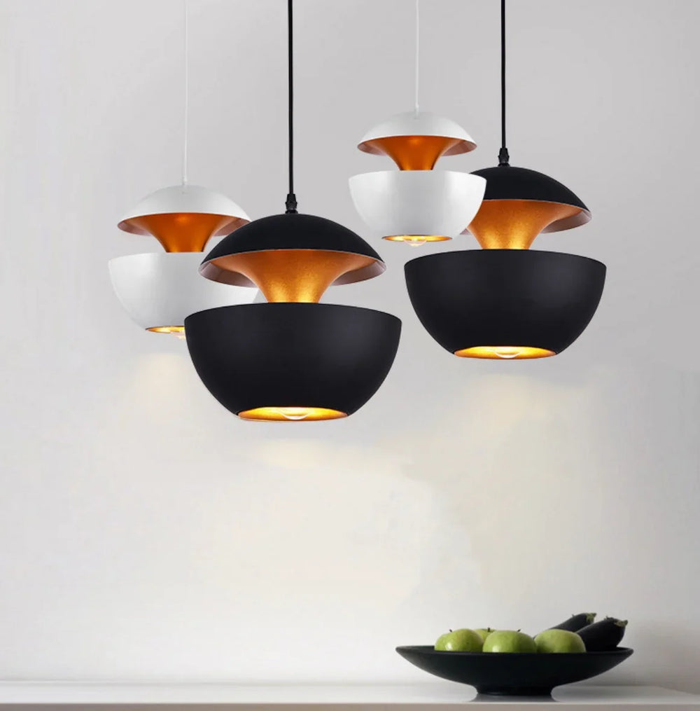 Lampadario a sospensione in metallo moderno a forma di fungo per sala pranzo