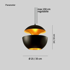 Lampadario a sospensione in metallo moderno a forma di fungo per sala pranzo