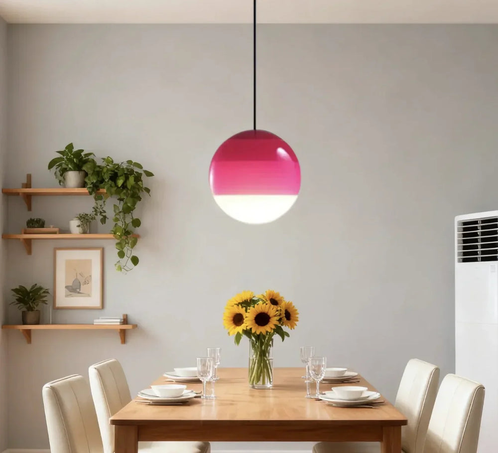 Lampadario a sospensione in vetro colorato a sfera con LED in stile nordico per sala pranzo