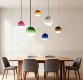 Lampadario a sospensione in vetro colorato a sfera con LED in stile nordico per sala pranzo