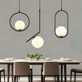 Lampadario con sfere in vetro LED design moderno altezza regolabile per sala pranzo