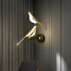 Applique da parete design moderno LED orientabile oro per comodino a forma di uccello