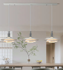 Lampadario a disco LED bianco stile danese per sala da pranzo Ø 38 cm