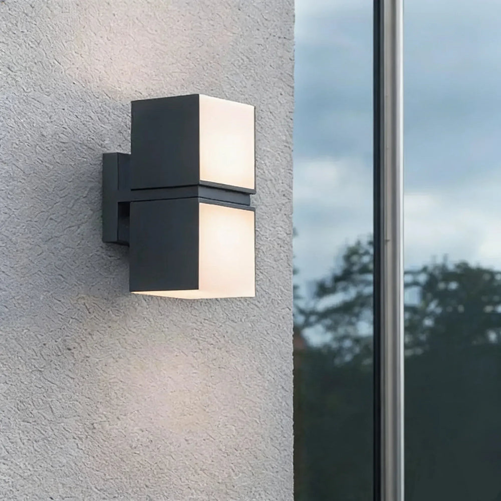 Applique da esterno cubo doppio LED orientabile in metallo nero stile moderno
