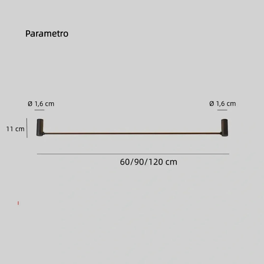 Plafoniera LED lineare da soffitto orientabile in metallo nero per soggiorno