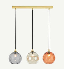 Lampadario in vetro colorato moderno a 3 sfere per sala da pranzo