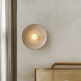 Applique da parete LED rotonda in resina effetto legno