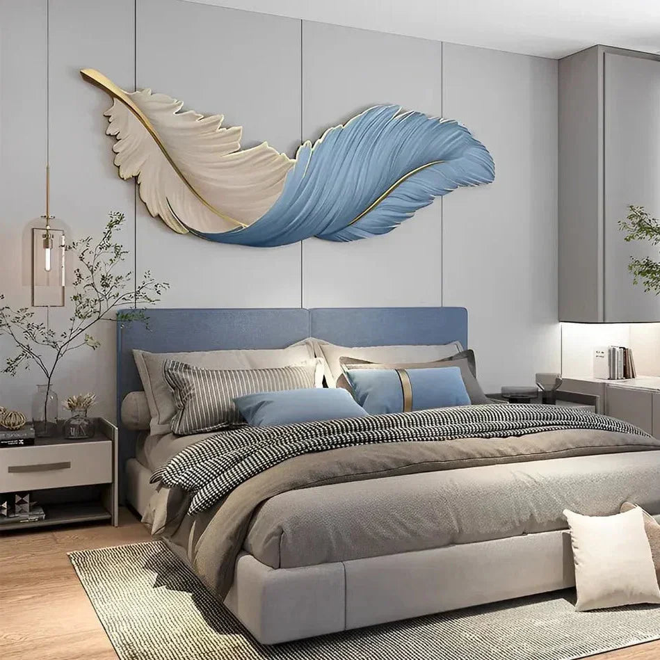 Applique decorativa a piuma dal design moderno con led e presa elettrica