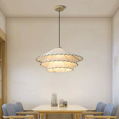 Lampada a sospensione con paralume in tessuto plissettato dimmerabile dalla forma a cascata in stile retrò per sala da pranzo