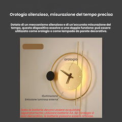 Applique decorativa rotonda con orologio integrato LED dimmerabile per soggiorno