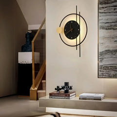 Applique decorativa rotonda con orologio integrato LED dimmerabile per soggiorno