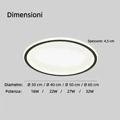 Plafoniera LED rotonda dimmerabile da soffitto stile moderno per camera da letto