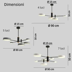 Lampadario a bracci in metallo nordico LED dimmerabili per soggiorno