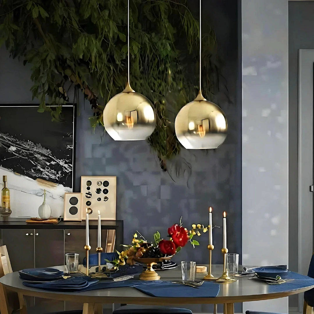 Lampadario a sospensione moderno con sfera in vetro sfumato per sala da pranzo