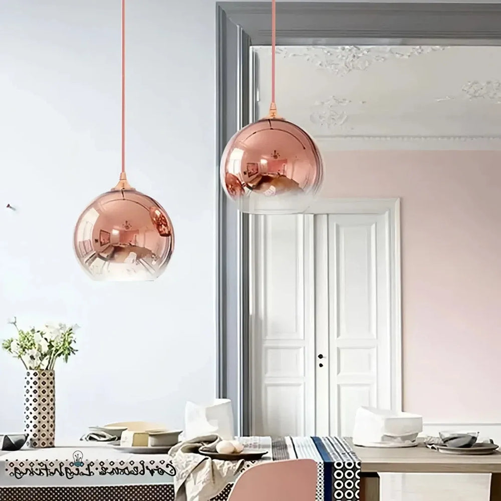 Lampadario a sospensione moderno con sfera in vetro sfumato per sala da pranzo