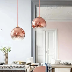Lampadario a sospensione moderno con sfera in vetro sfumato per sala da pranzo