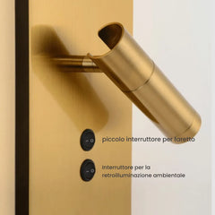 Applique moderna rettangolare con faretto orientabile per camera da letto e luce d’atmosfera integrata