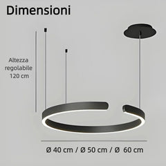 Lampadario ad anelli moderno LED dimmerabile per sala da pranzo