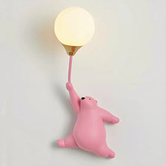 Applique da parete per cameretta a sfera con orsetto LED luce delicata