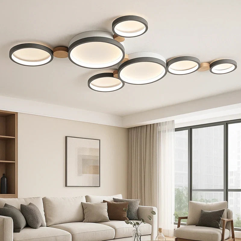 Luci da soffitto plafoniera LED design nordico a dischi multipli dimmerabile per soggiorno