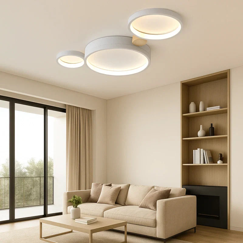 Luci da soffitto plafoniera LED design nordico a dischi multipli dimmerabile per soggiorno