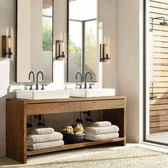 Applique laterale contemporanea per specchio bagno in vetro trasparente cilindrico