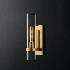 Applique laterale contemporanea per specchio bagno in vetro trasparente cilindrico