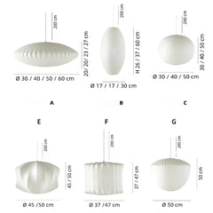 Lampadario a sospensione in tessuto bianco dal design giapponese ispirato alle lanterne per il soggiorno