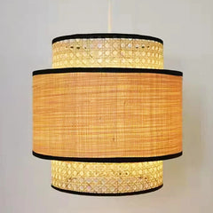 Lampadario in bambù a sospensione nordico cilindrico per sala da pranzo