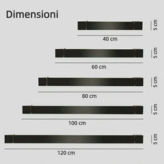 Applique orientabile da parete lineare LED con rotazione fino a 350° in metallo nero