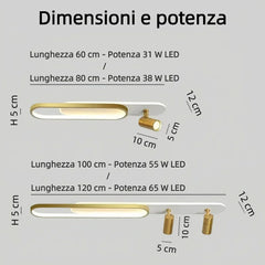 Plafoniera LED da soffitto con faretti orientabili dimmerabile moderna lunga per corridoio