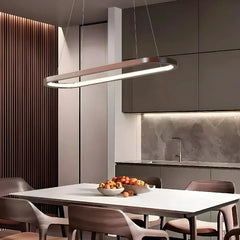 Lampadario ovale a sospensione in legno LED dimmerabile per sala da pranzo