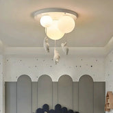 Plafoniera LED per cameretta con sfera bianca e orsetto decorativo