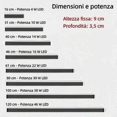 Applique LED lunga dimmerabile moderna per soggiorno